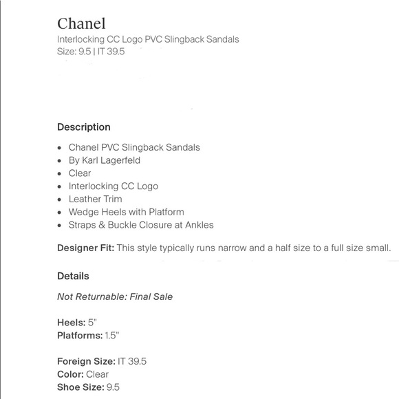 Chanel CC Logo Sandals Size:9.5 - Picture 5 of 5